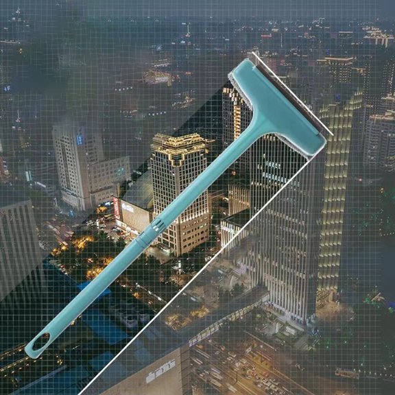 Musatteng Professional Window Screen Cleaner Tool - Heavy-Duty Stainless Steel Dual Brush for High-Rise Glass & Screens, Non-Detachable Design (36" Extendable Pole)