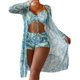 thumbnail image 1 of Conjuntos de bikini de cintura alta para mujer cubre traje de baño de 3 piezas estampado de manga larga push up traje de baño playa traje de baño, 1 of 4