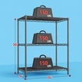 thumbnail image 5 of 3-Tier Heavy-Duty Black Wire Shelving Unit, Metal Storage Rack with 150 lb Capacity Per Shelf, 24" W x 14" D x 30" H, Versatile Organizer for Kitchen, Garage, Pantry and Laundry Room, 5 of 5