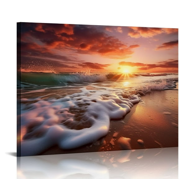 COMIO Sea Waves Large Canvas Prints Wall Art Ocean Beach Pictures Paintings Ready to Hang for Living Room Bedroom Home Decorations Modern Stretched and Framed Seascape Artwork