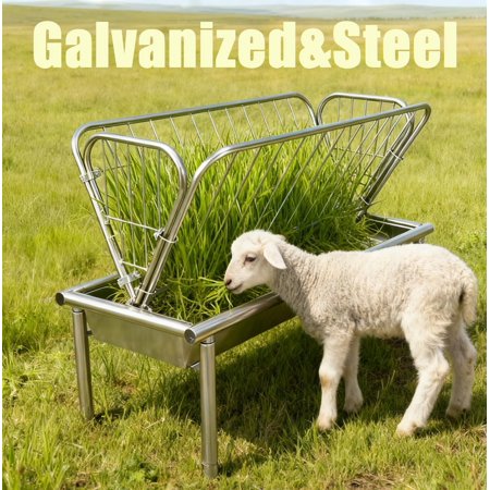 Pasture Feeder Outdoor Weather Resistance Corrosion-proof 47(L)x22.5(W)x38(H) Inch Size Livestock Feeder Heavy Duty Galvanized Steel Hay Feeder All Weather Feeder for Sheep Calf Horse Cow