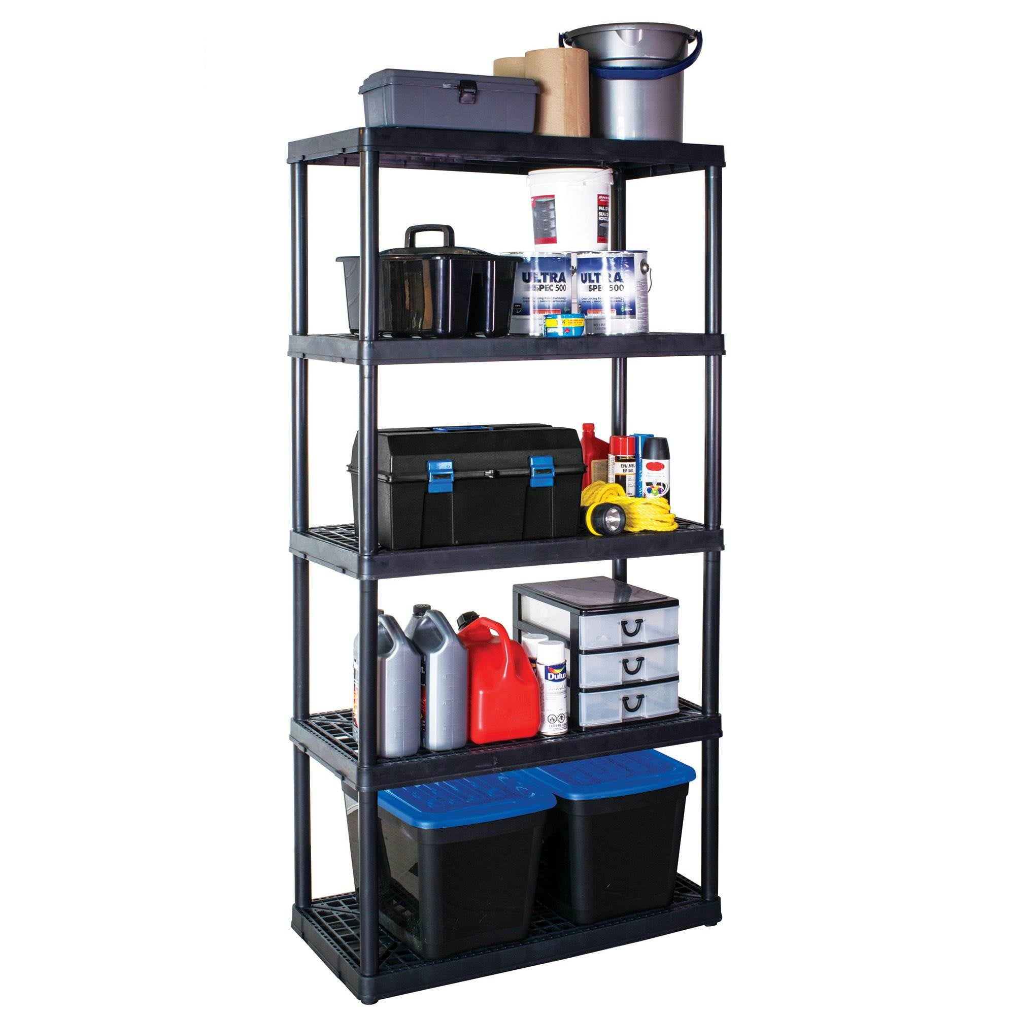 Gracious Living Fixed Height 5 Shelf Heavy Duty Black