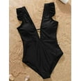 thumbnail image 2 of Styles I Love Mommy and Me Ruffle One Piece Swimsuit Black Matching Family Bathing Suit Beach Pool Swimwear (Mom, Large), 2 of 7