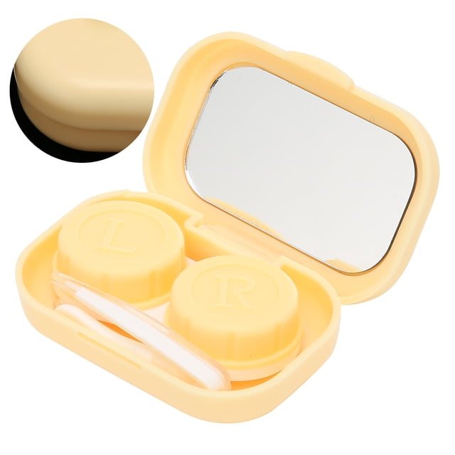 Estuche para lentes de contacto con pinzas de silicona, letras lr, superficie de espejo, resistente al agua y a los impactos, kit de almacenamiento portátil para lentes de