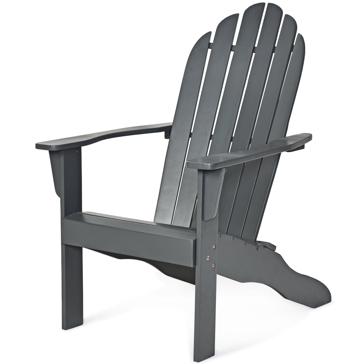 Costway Outdoor Adirondack Chair Accent Chair Solid Wood sturdy Patio Garden Deck Furniture Gray