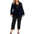 thumbnail image 2 of Agnes Orinda Women's Plus Size Velvet Blazer Vintage Evening Sparkle Button Contrast Notched Lapel Blazers, 2 of 5