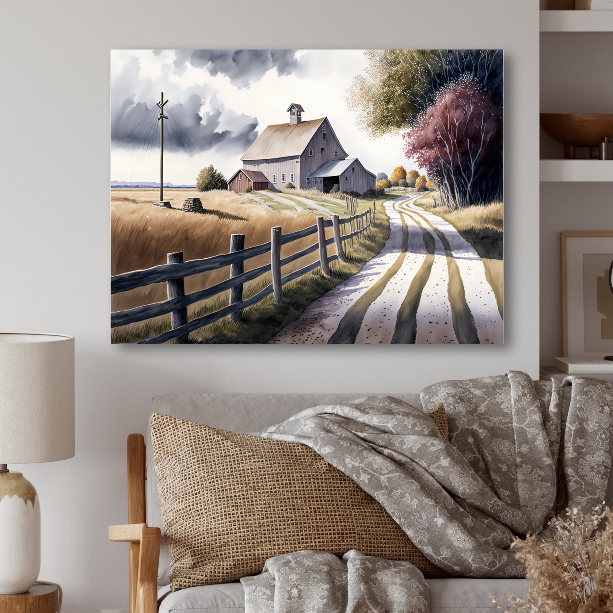 Designart Path To The Barn V Canvas Wall Art