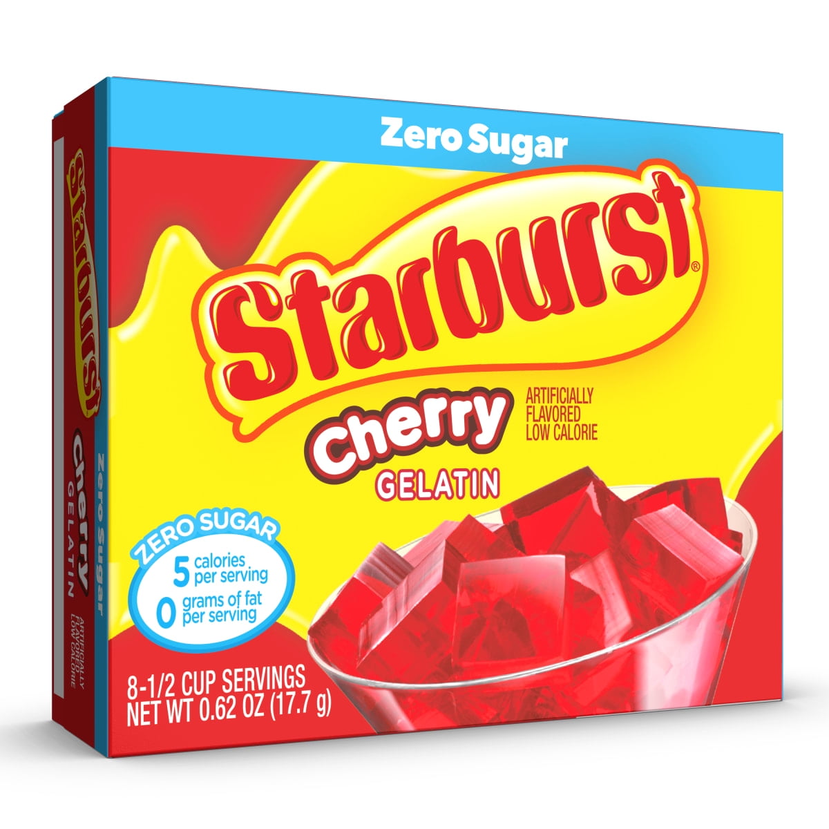 (6 pack) Starburst Sugar-Free Cherry Gelatin Mix, 8 Servings, 0.62 oz Cardboard Box