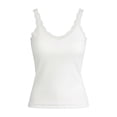 thumbnail image 3 of FYEGRE Lace Camisole Tank Tops for Women V Neck Wide Strap Soft Ribbed Lace Cami White XXL, 3 of 5