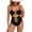 One Piece Swimsuit - A02 Black, variant on Womens Swimsuits One Piece Deep V Neck Swimsuit Metal Accent Bathing Suit Trendy Solid Color Halter Backless Swimwear for Mediterranean Vacations