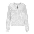 thumbnail image 3 of Stylish Women's Casual Jacket with Sequins Long Sleeve Front Zipper Design for Trendy Fashion Looks, 3 of 4