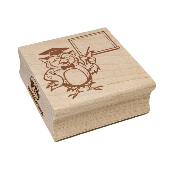 Owl Teacher with Blank Whiteboard Chalkboard Square Rubber Stamp Stamping Scrapbooking Crafting - Small 1.25in