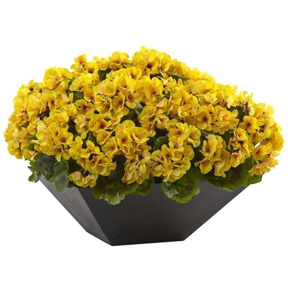 Geranium with Black Planter UV Resistant Indoor & Outdoor