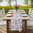 thumbnail image 4 of Purple Flowers 120 Inch Table Runner, Pastoral Vintage Farmhouse Leaf Spring Farmhouse Dresser Scarf Cotton & Linen Tablerunner for Dining/Kitchen Island/Holiday Party Décor 13" x 120", 4 of 9