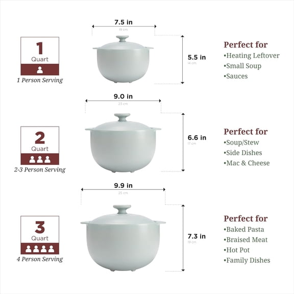 MINH LONG 2-Qt Porcelain Dutch Oven with Lid – Lead & Cadmium Free, Oven Safe to 482 ° F