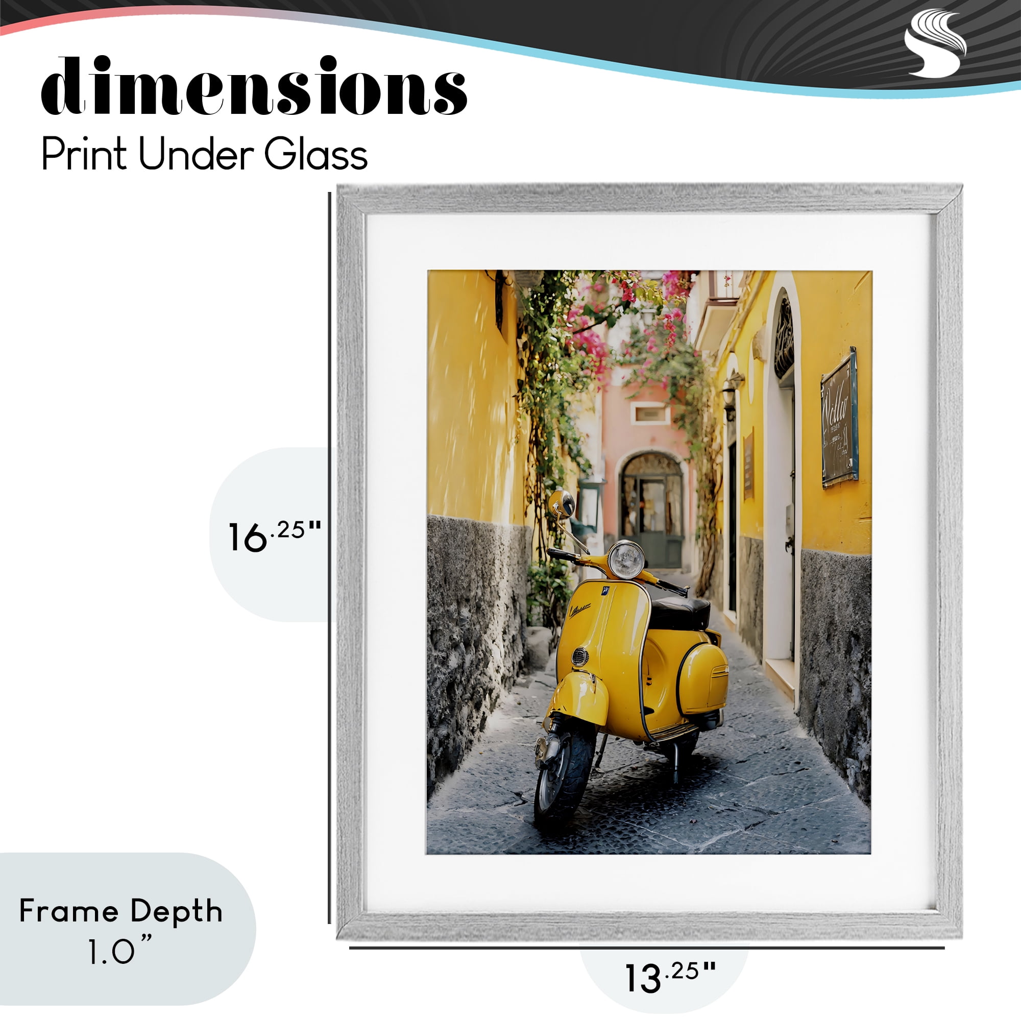 Stupell Industries Yellow Moped in Alley Gray Framed Print Under Glass, design by Franklyn Gregory