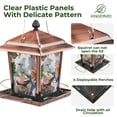 thumbnail image 4 of Kingsyard Hopper Metal Wild Bird Feeder for Outdoor Hanging with 4 Perches Waterproof Roof, Bronze, 4 of 7