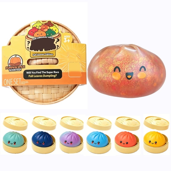 Cute Pumpkin Dumpling Squishy Mystery Box, Mystery Squeeze Dumpling, Squishy Dumpling Stress Relief Toy with Realistic Texture, Glitter Stress Relief Squeeze Balls, Party & Birthday Gifts Adults