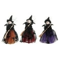 thumbnail image 5 of Dserhfy Halloween Witch Doll with Broom Small Witch Figurine with Gauze Skirt Spooky Table Centerpiece for Home Bedroom Desktop Decor, 5 of 8