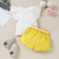 thumbnail image 6 of Sngxgn Girl's Print Drop Shoulder Sweatshirt and Jogger Sweatpants 2 Piece Outfit(Yellow,90), 6 of 9