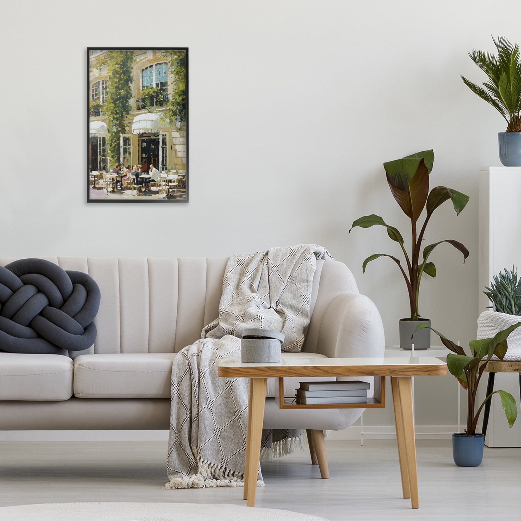 Stupell Industries Cafe Terrace with Ivy Black Framed Giclee Art, design by Petal Prints Design