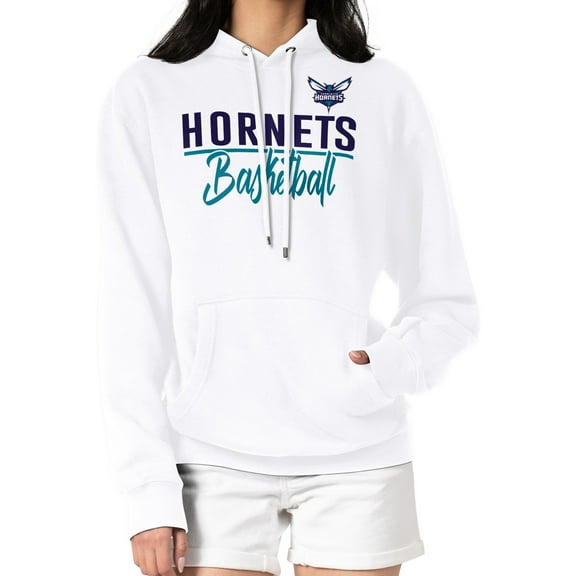 Women's G-III 4Her by Carl Banks White Charlotte Hornets Graphics Fleece Pullover Hoodie