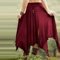 thumbnail image 4 of Cavosen Maxi Skirt with Slit Flowy Plus Size Loose Pleated High Waist Mix Skirt Ladies Vacation Soft Summer Skirt Wine M, 4 of 5