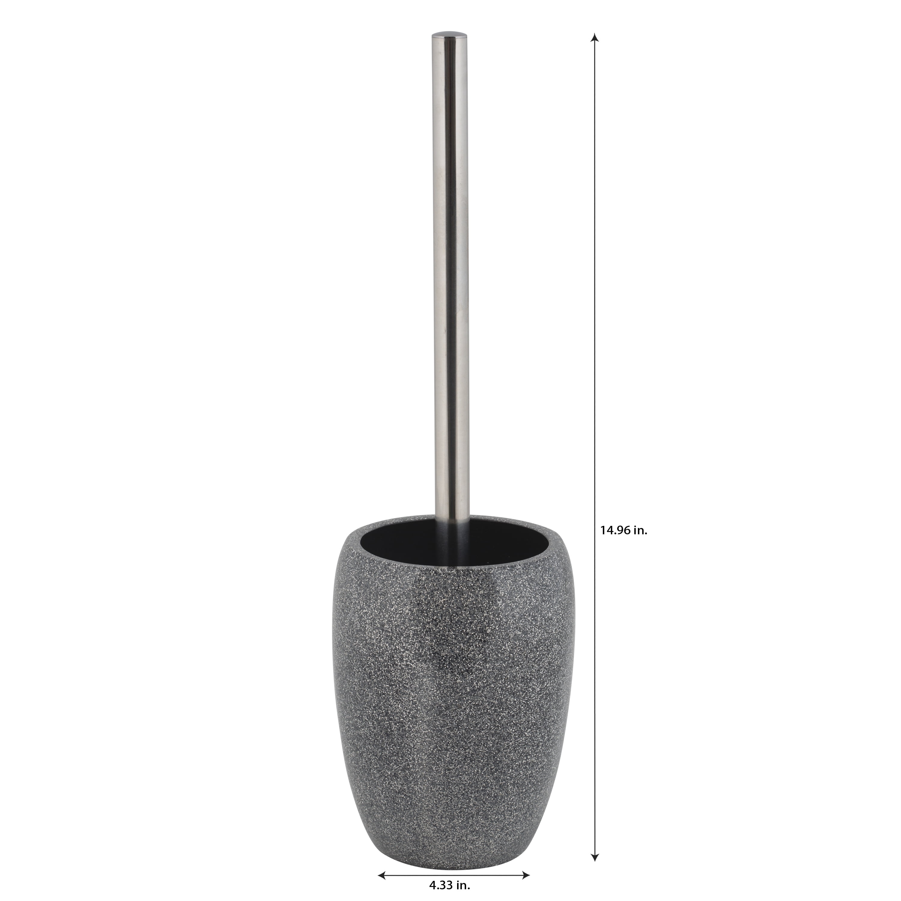 ELLE Paris Eclat Glitter Toilet Bowl Brush and Holder, Gray