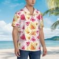 thumbnail image 5 of Xecao Watermelon print Hawaiian shirt - a stylish short-sleeve button-down for men, perfect for casual beach and tropical outings., 5 of 9