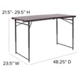 thumbnail image 4 of Bowery Hill Contemporary 23" x 48" Plastic Bi-Fold Table in Brown, 4 of 7