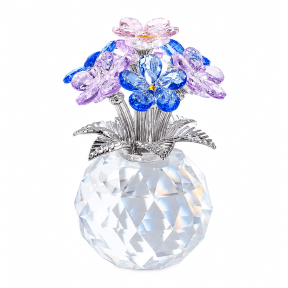 ABCISI Crystal Forget-Me-Not Flowers Bouquet Figurine,Delicate Collectible Ornament for Home Office Tabletop Centerpieces,Meaningful Remembrance Presents for Mom Friends Birthday Anniversary,Colorful
