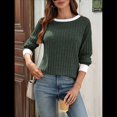 thumbnail image 4 of Camisas de Larga para Mujer, Blusas Tipo Túnica con Cuello Redondo, Suéteres Casuales, Ropa de Moda de Otoño Verde S, 4 of 10