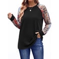 thumbnail image 4 of SPROUTOP Color Block Sweatshirts for Women Raglan Long Sleeve Shirts Casual Crewneck Printed Pullover Tunic Tops, 4 of 11