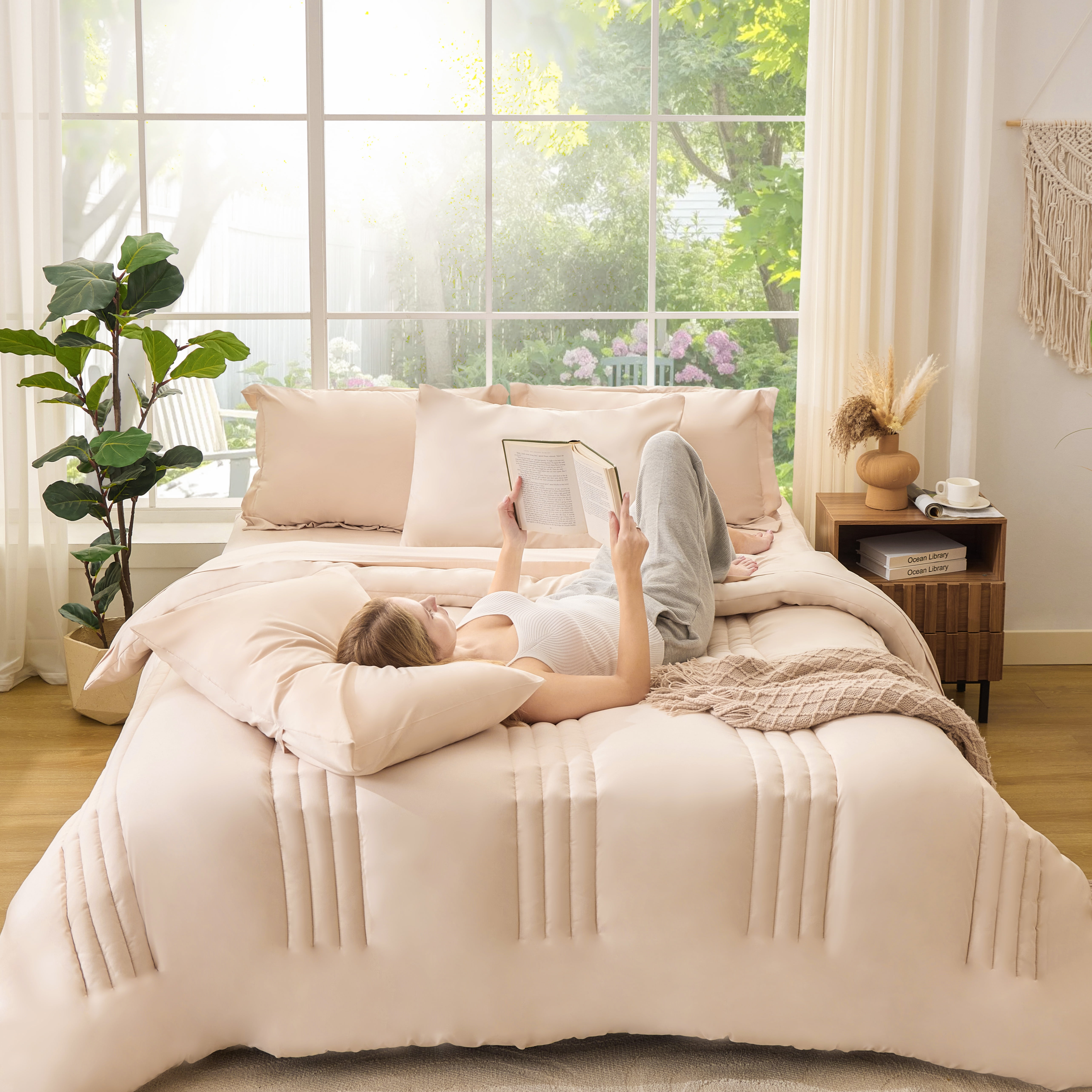 BDEUS Twin Comforter Set 4 Pieces,Comforter Set,Bed in a Bag, Bedding Set with Comforter,Fitted Sheet,Flat Sheet,Pillowcase, All Season