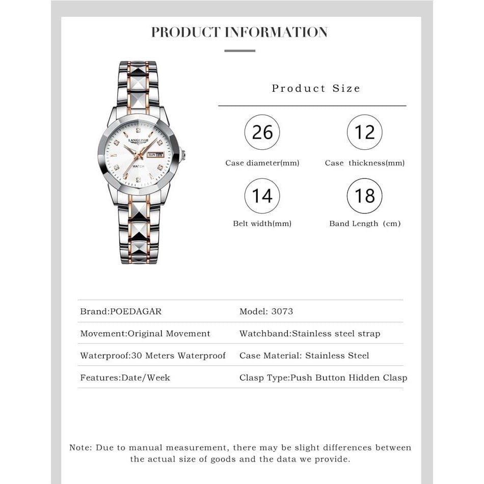 EXPLOJOY Elegant Ladies Timepiece – Quartz Movement, Waterproof Case, and Glow-in-the-Dark Display
