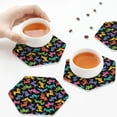 thumbnail image 4 of Leather Coasters with Heat-resistant for Drinks, Colorful geometric dog -标题2 Hexagon, 4 of 5