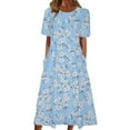 thumbnail image 1 of Shorts pour Femmes, Robe pour Femmes, Mode Décontractée Aguichant Col Rond Imprimé Taille Élastique Manches Courtes Poches Robe, Robe Décontractée pour Femmes, Robe Aguichant pour Femmes, 1 of 5