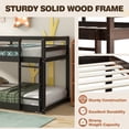 thumbnail image 5 of UHOMEPRO Twin Over Twin Bunk Bed for Kids, Solid Wood Low Floor Bunk Bed with Safety Rail and Ladder, Heavy Duty Kids Bunk Bed, Space-Saving Bed Frame for Bedroom, Espresso, 5 of 13