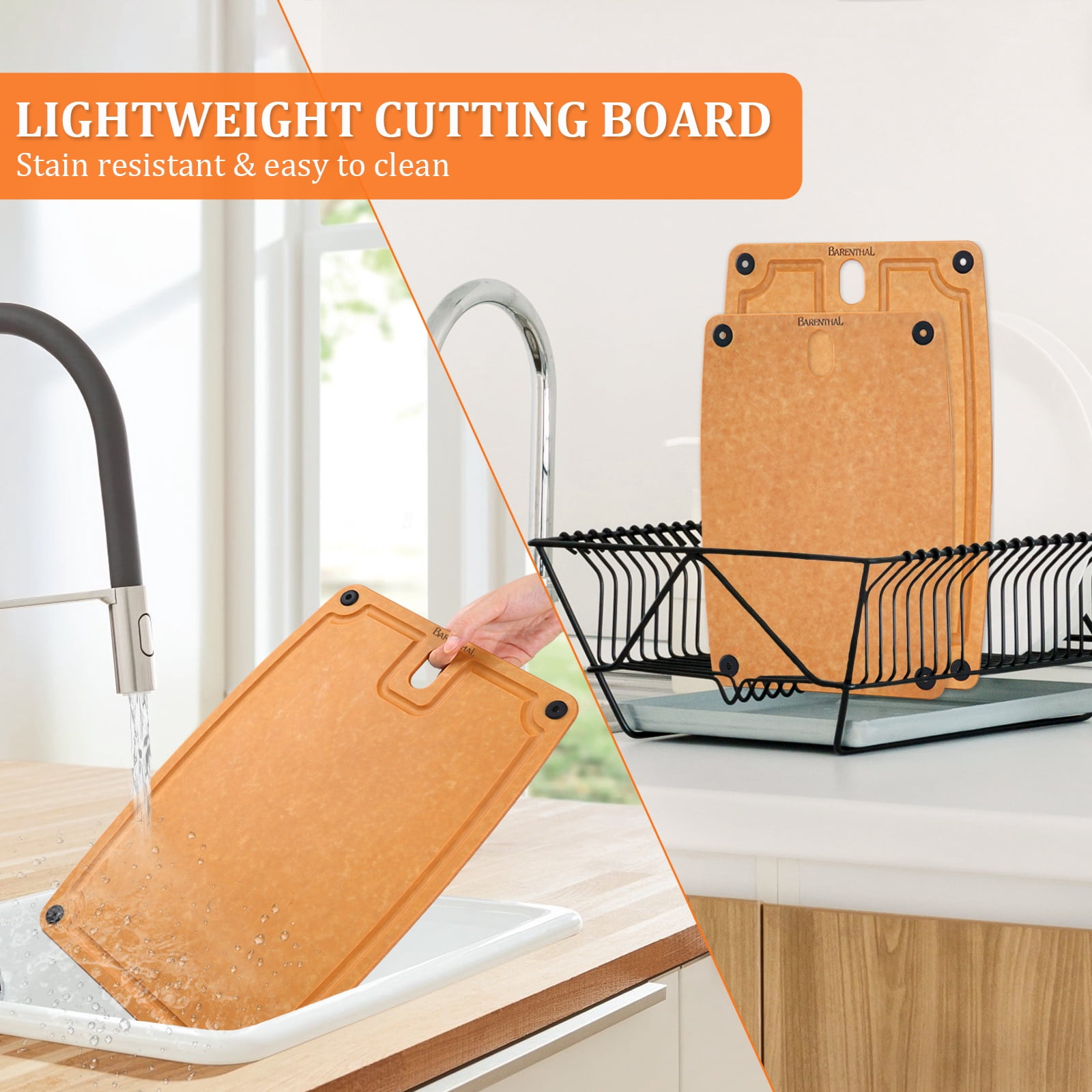 Pine Fiber Composite Reversible Cutting Board 2-Pack with Juice Groove, Medium & Large, Dishwasher Safe