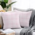 thumbnail image 2 of Throw Pillow Covers 20x20 Inch Set of 2, Buffalo Plaid Waterproof Outdoor Pillow Covers, Pale Pink Farmhouse Gingham Striped Decorative Cushion Pillowcases for Couch, Sofa, Bed, Garden, Patio, 2 of 9