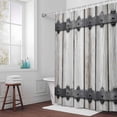 thumbnail image 6 of Barn Door Shower Curtain for Bathroom Decor, Vintage Grey Farmhouse Rivet Beige Wood Board Waterproof Fabric Shower Curtain, 72"x72" Set with 12 Hooks, 6 of 9