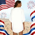 thumbnail image 6 of JULMCOMO 4th of July Lightweight Cardigans for Women Stars Stripes Half Sleeve Patriotic Kimono Cover Ups Summer Tops Deep Red S, 6 of 6