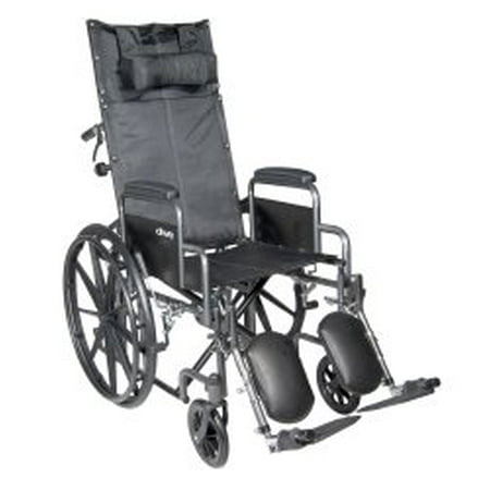 McKesson Brand Reclining Wheelchair McKesson Desk Length Arm Padded, Removable Arm Style Mag Wheel Black 18 Inch Seat Width 300 lbs. Weight Capacity Each of 1