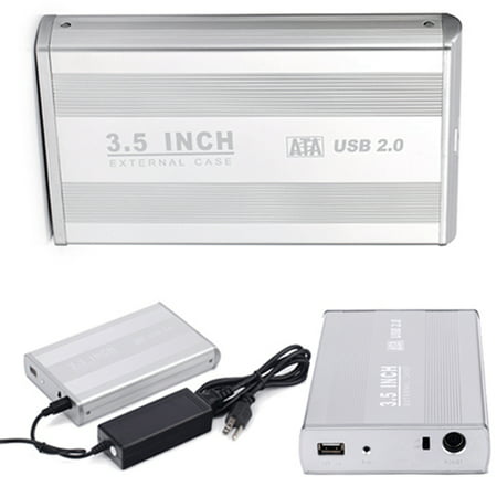 HDE 3.5 Inch SATA Hard Drive Case USB 2.0 Powered External Aluminum Enclosure Silver