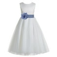 thumbnail image 2 of Ekidsbridal Girl Wedding Flower Girl Dress - V-Back Ivory Tulle with Tiebow, 2 of 3