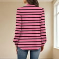 thumbnail image 4 of Ltctricy Tunic Tops for Women Lantern Long Sleeve Mock Neck Pleated Front Curved Hem Striped T Shirts Dressy Casual Blouses(Pink,XX-Large), 4 of 6