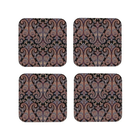 

Leather Coasters with Heat-resistant for Drinks Paisley Pattern No.90118 Cup Coasters Cup Pad Mat for Tabletop Protection Coffee Table Office Desk and Housewarming Gift