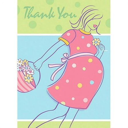 Various Baby Shower 'Baby on the Way' Thank You Notes, 12ct, 8.5" x 4.5" x 0.51"