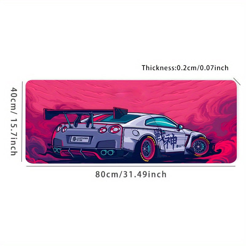 Cool Pink Racing Sports Car Large Gaming Mouse Pad - Non-Slip, Aesthetic Desk Mat For Gamers & Office Use - Perfect Birthday Gift For Teens, Friends, And Boyfriends
