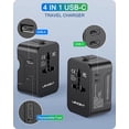 thumbnail image 3 of Adaptador Universal de Viaje LENCENT Negro con Cargador Internacional USB-A y USB-C para USA, UE, UK, 3 of 8